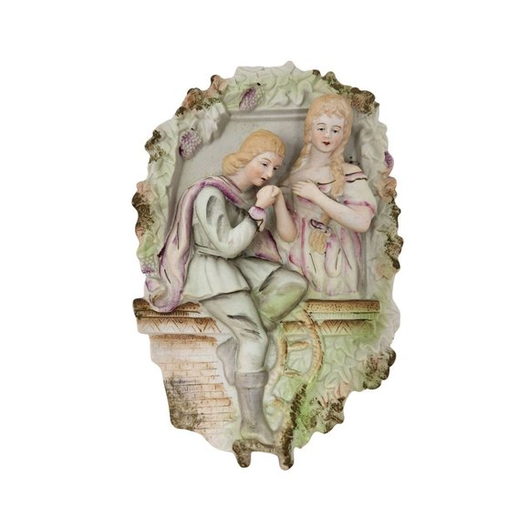 Antique Victorian Bisque Porcelain 3D Relief Wall Plaque 10 in x 7 in x 1.25 in - Picture 5 of 10